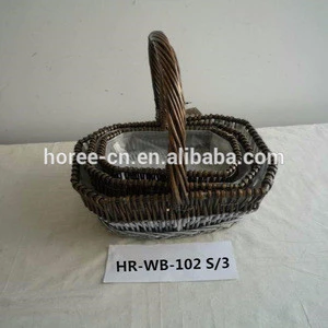 wholesale wicker basket with handle and liner hot sell in Europe
