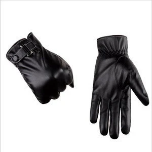 Winter Warming Water-based PU Leather mens Touch Screen Gloves