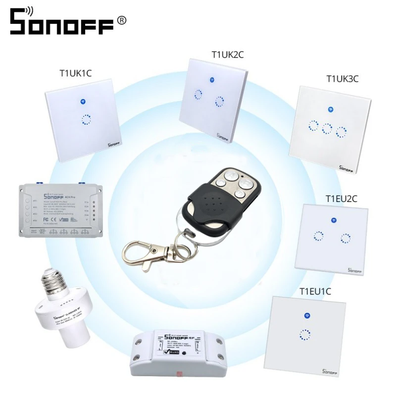 Wireless 4 Button 433Mhz RF Remote Controller Support Sonoff RF / Slampher / 4CHPROR3 / RF Bridge / Touch Switch