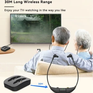 Wireless Headset In-ear Earphone for TV with Optical AUX RCA Port with Hearing Aids Technology Reduce Background Noise