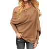 Womens Off Shoulder Knit Jumper Long Sleeve Pullover Baggy Solid Women Sweater A397
