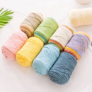 YarnCrafts Beautiful Crochet Hand Knitting Natural Rainbow Cake Cotton Blended Yarn with 5 Ply Scarf pillow