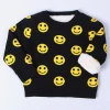 yellow smile face black kid clothing sweater