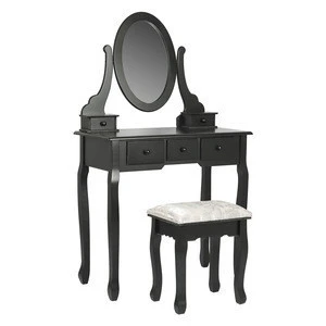 ZJH Luxury Custom Wooden Cupboard Dressing Table Dresser Desk with Mirror and Stool for Bedroom