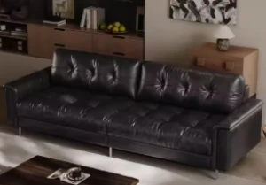 Custom Chesterfield 3 Seater Sofa Vintage Oil Wax PU Leather Living Room Sofa