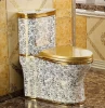 Ceramic decal flower pattern gold toilet