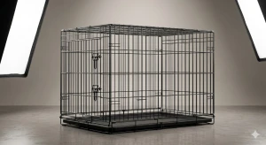 Premium Foldable Steel Dog Crate with Double Doors & Removable Tray | Portable Collapsible Powder-Coated Pet Cage 42" x