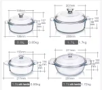 0.8L 1L 3L 4.5L high borosilicate glass Casserole With Lid Glass Cookware Set Cooking Pot for microwave ensemble de cas
