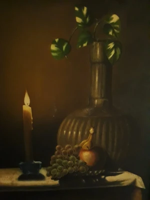 Candle and vase