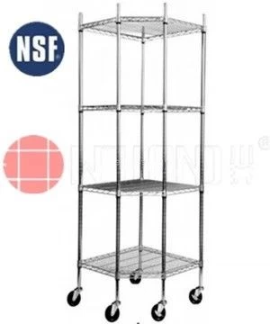 NSF 4 Tiers Pentagon Wire Shelf with Wheels,Easy Assemble