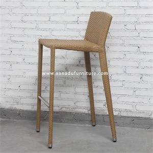 Modern garden outdoor bar stool teak with aluminum rope backyard solid wood rope woven barstool Kitchen Chair