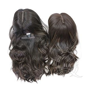 Silk Top Kosher Jewish Wigs Swiss Lace Top Wigs  dark brown with highlights