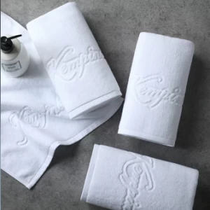 Name engraved customized white hotel towel 100% cotton hygienic products