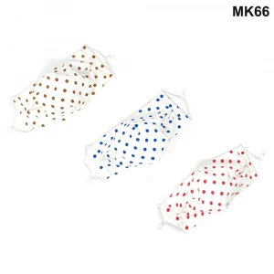 Polka Dot Print Face Shape Pleat Pattern Triple Layer Reusable/Washable/Breathable Cotton Facemask with SMMS Filter Brisas MK66