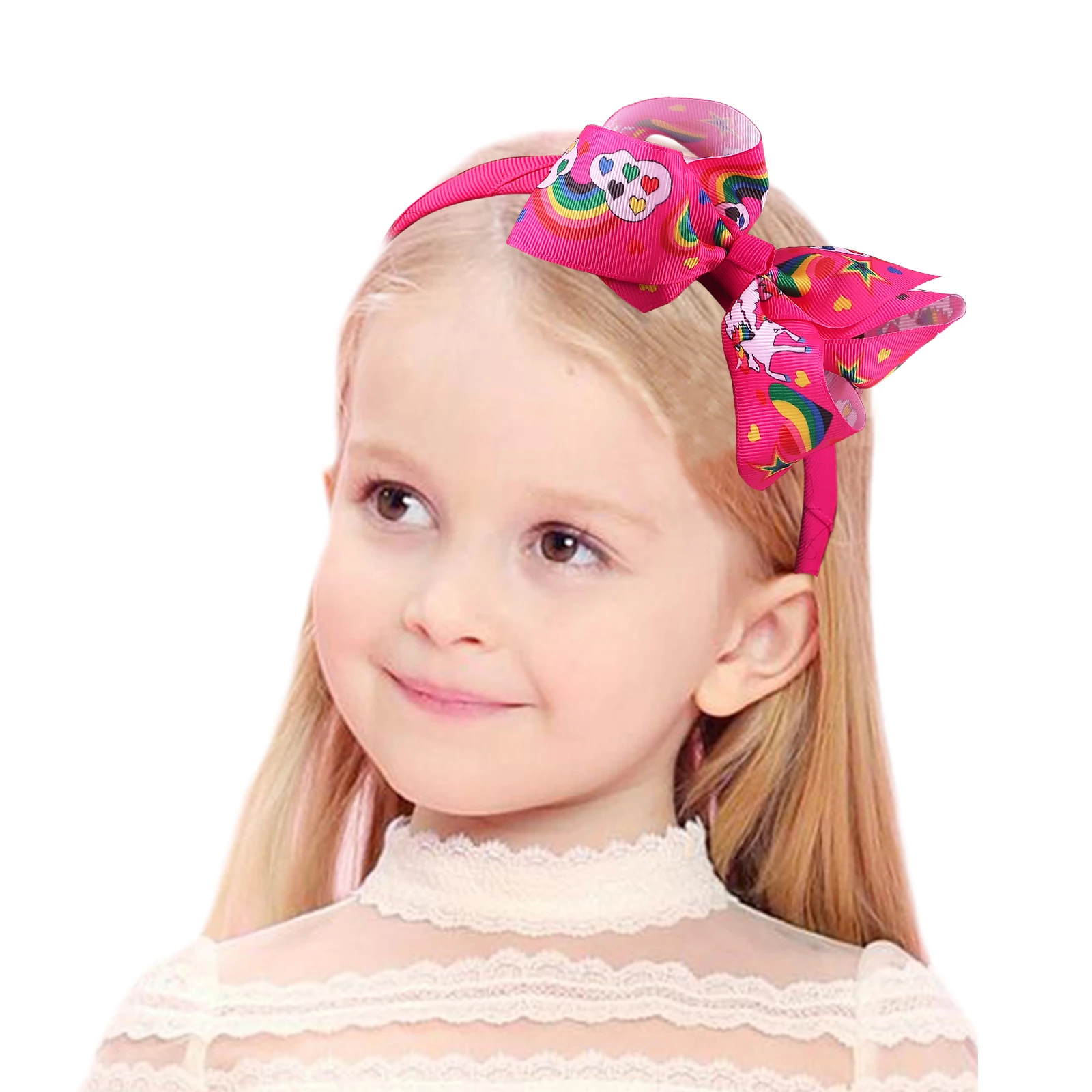 1 PC Ribbon Bows Headband for Girls Children Cartoon Sweet Unicorn Big Hair Bow Kids Fashion Hairband Hair Accessories