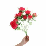 10  heads pink rose artificial flower bush