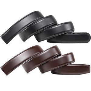 100% Full Grain Leather Ratchet Belt Without Buckle Men&#39;s Long Genuine Leather Strap