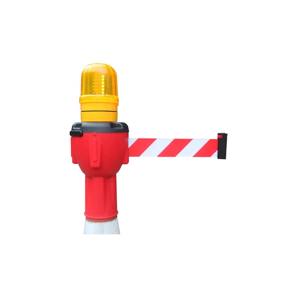 10m length plastic retractable red/white or yellow/black belt traffic barrier outdoor stanchion