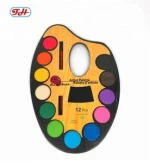 12 colors artist palette water color paint with brush
