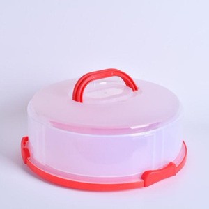 12inch Double layer Rotatable Plastic Cake Carrier Round Cake Carrier with handle