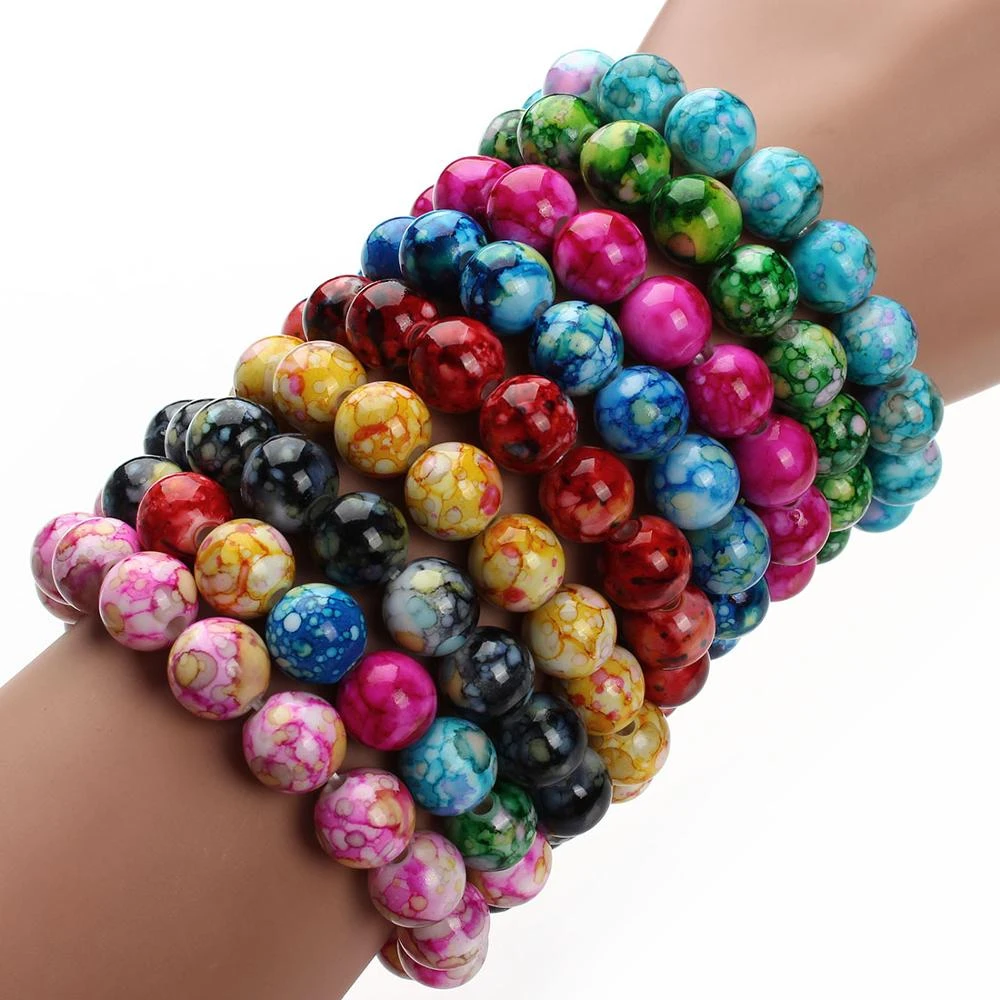 12mm Beaded Bracelet Colorful Resin Beads Custom Bracelet