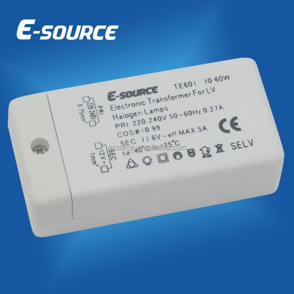 12V 10-60W electronic transformer for halogen lamps with CE
