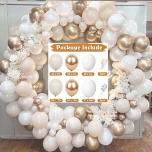 132pcs Retro Sand White Balloon Garland Arch Kits For Wedding Room Decoration Theme Birthday Home Backdrop Balloons Holidays