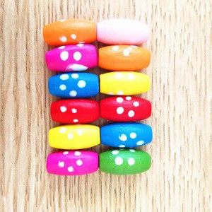 15MM Colorful Oval Multi colored Wooden beads