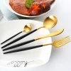 18/10 stainless steel  gold plated black handle flatware wholesale for restaurant