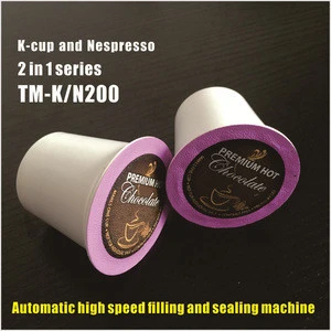 2 in 1 series K cup/ Nespresso coffee capsule filling and sealing machine