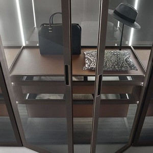 Buy 2018 New Modern Luxury Led Light Bedroom Furniture Glass Open Doors ...