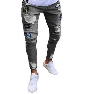 2018 New style Hip Hop Ripped Jacket Skinny Trousers Jeans Men