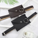 2018 wholesale fashion womens leather waist bag mini mobile phone storage bag with belt