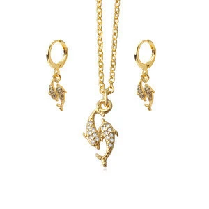 2020 Dainty Micro Paved Cubic Zirconia Hamsa Hoop Earrings Pendant Necklace Jewelry Set For Women