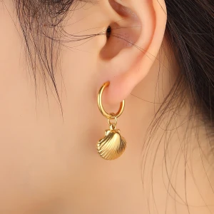 2020 New Sea Shell Earrings For Women Gold Color Round  Drop Shell Earrings Summer Beach Ladies Fashion Jewelry