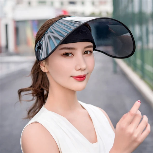 2020 UV protection new arrival soft plastic shield mirror lens beach outdoor sport hat sun visor cap