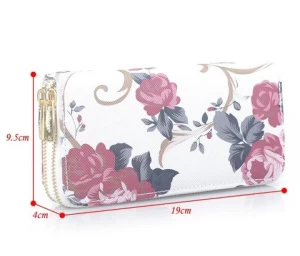 2021 Spot supply wholesale new ladies wallets with double pull roses fashion multi-card wallets