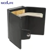 2023 hot sale leather aluminum wallet with ID window inside customized pop up smart card holder for men