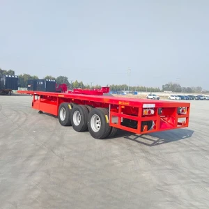 3 Axles 20 Foot Flatbed Carrier Container Flat Truck Semi-Trailer 20ft 40ft Double Flatbed Container Trailer Flatbed Trailer