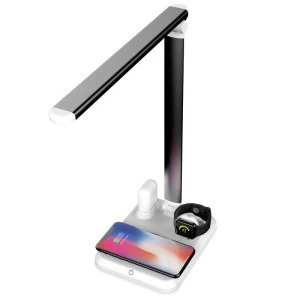 3 Color Adjust QI Wireless Charging LED Table Reading Lamp folding wireless charger desk lamp with USB Port
