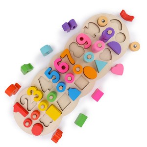 3 in 1 Digital and Shape Geometry Learn Panel Children Wooden Educational Toy Montessori Puzzle Early Wood Learning Paired Toy