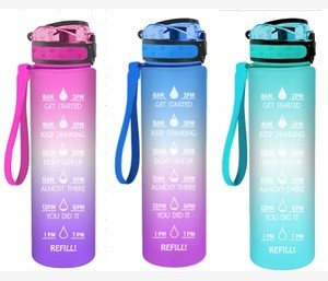 32oz Motivational Fitness Sports Water Bottle with Time Marker &amp; Fruit Infuser &amp; Large Wide Mouth Leakproof Durable Non-Toxic