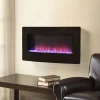 36-inch full-screen tempered glass  multi color flame upholstery electric fireplace heaters