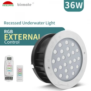 36W DC24V SS316L RGB External Control Round Recessed led underwater lamps