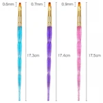 3Pcs/Set French Brush Nail Painting Gel Nail Art Nail Brush Set
