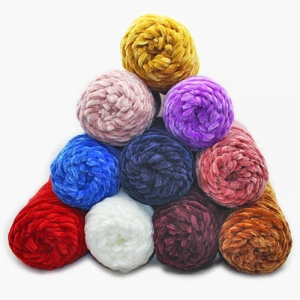 5mm thickness hand knitting and crochet velvet yarn 100% Polyester Chenille yarn for hats and scarfs