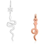 6 Custom 2024 Wholesale 925 Sterling Silver Snake Pendant Charm Rose Gold Snake Charms For DIY Bracelet Necklace Jewelry Making