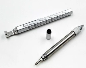6 In 1 Multifunction Tool metal Pen Screwdriver Ruler Level Touch Stylus Ballpoint Pen