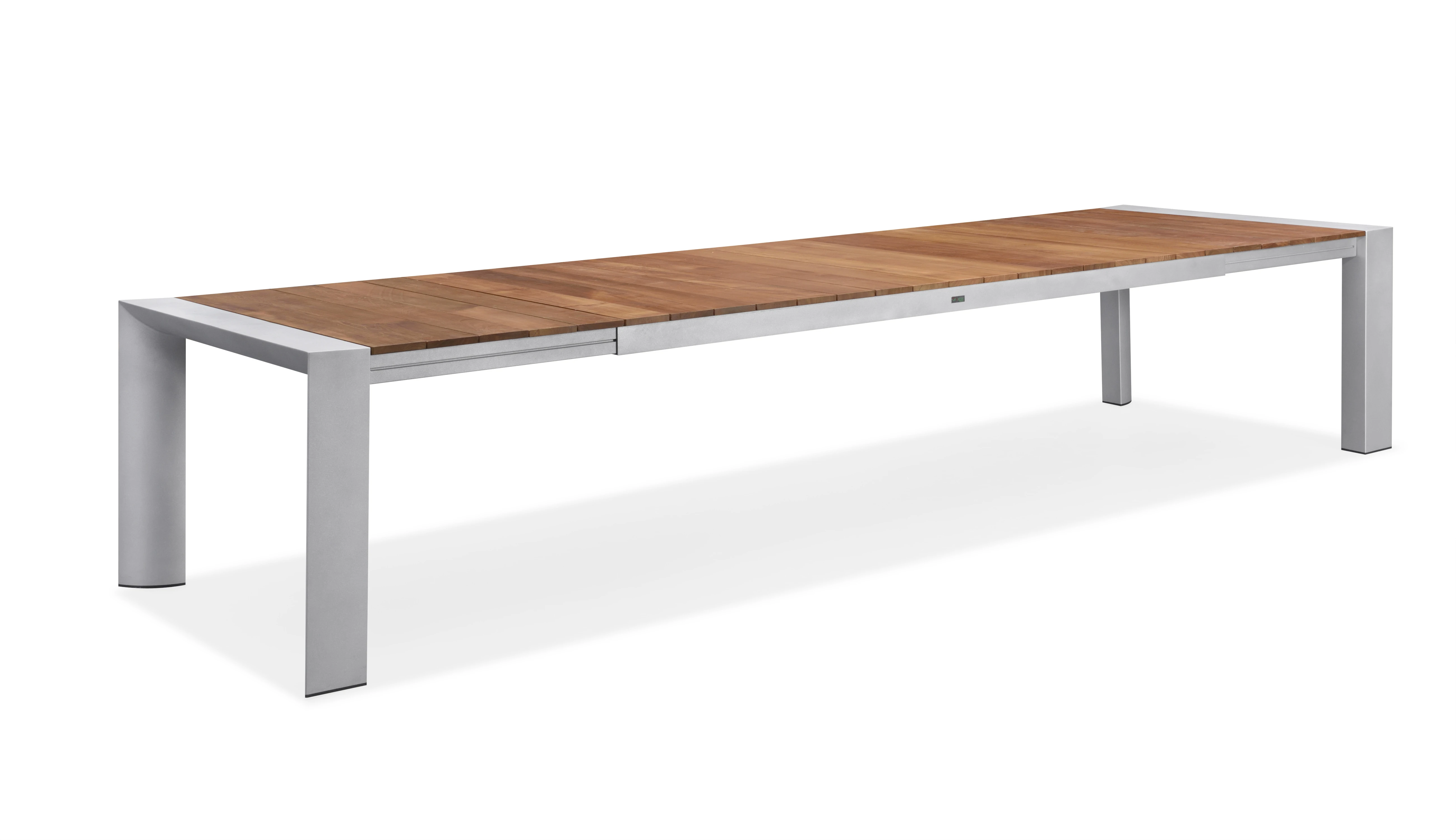 835TT5E2 Aluminum Outdoor Extension Table Teak wood Top Patio Table Aluminum Table Frame