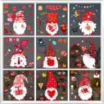 9 Sheets Valentines Day window clings pink love gnomes heart tree prints window decals double-sided home school office decor